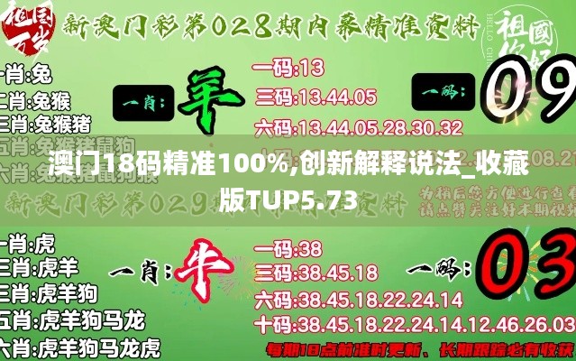 澳門18碼精準(zhǔn)100%,創(chuàng)新解釋說(shuō)法_收藏版TUP5.73