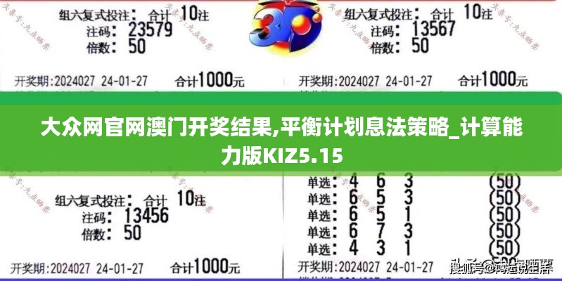大眾網官網澳門開獎結果,平衡計劃息法策略_計算能力版KIZ5.15
