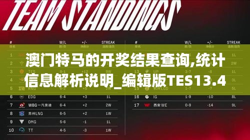 澳門特馬的開獎結(jié)果查詢,統(tǒng)計信息解析說明_編輯版TES13.49