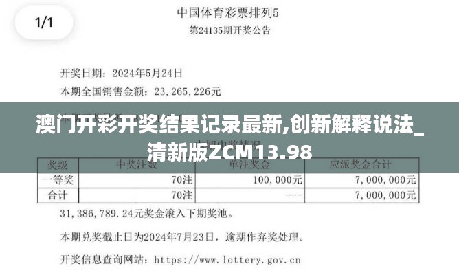 澳門開彩開獎結(jié)果記錄最新,創(chuàng)新解釋說法_清新版ZCM13.98