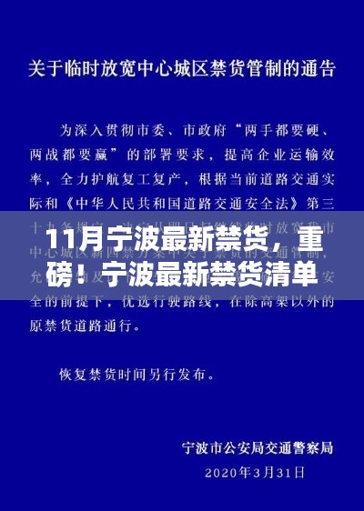寧波最新禁貨清單發(fā)布，11月重要資訊，你必須了解！