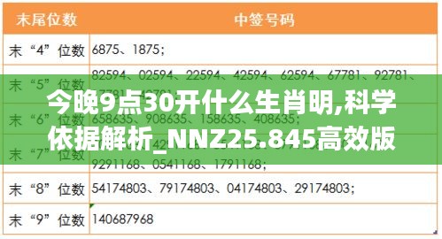 今晚9點(diǎn)30開什么生肖明,科學(xué)依據(jù)解析_NNZ25.845高效版