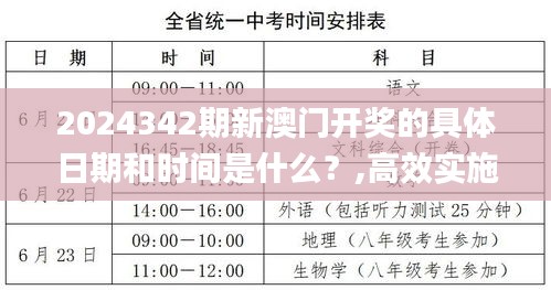 2024342期新澳門開獎的具體日期和時間是什么？,高效實施方法解析_高級款8.900
