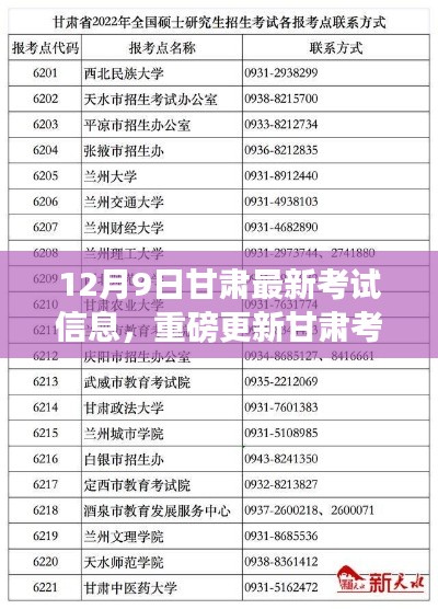 甘肅考試資訊大揭秘，最新考試信息一網打盡，重磅更新解析考試安排（12月9日）