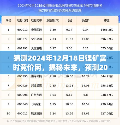 揭秘未來鋰礦市場，實時競價網(wǎng)展望至2024年12月18日