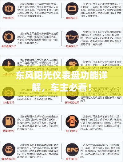 東風陽光儀表盤功能詳解，車主必看！