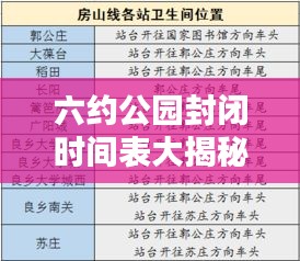 六約公園封閉時(shí)間表大揭秘，最新時(shí)間表出爐！