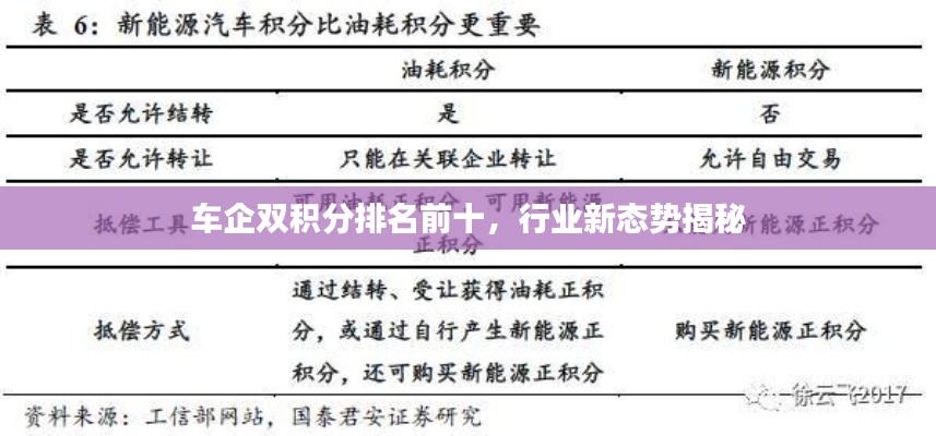 車企雙積分排名前十，行業(yè)新態(tài)勢揭秘