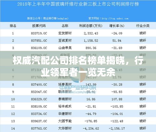 權(quán)威汽配公司排名榜單揭曉，行業(yè)領(lǐng)軍者一覽無余