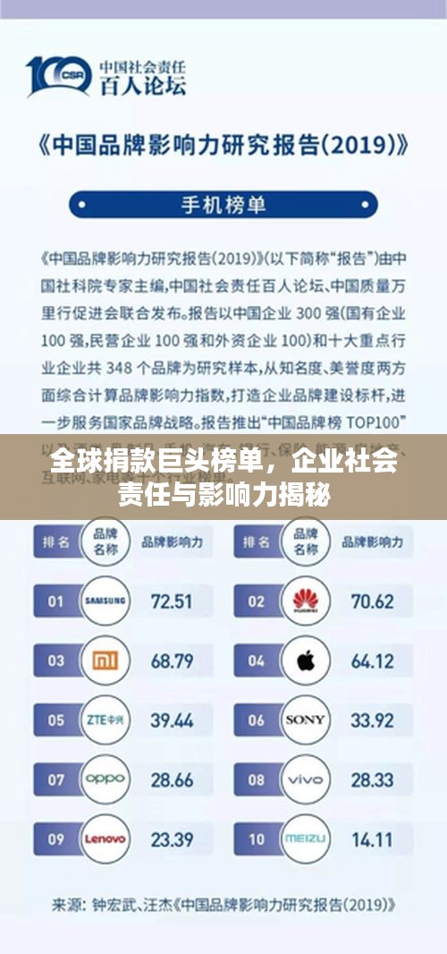 全球捐款巨頭榜單，企業(yè)社會(huì)責(zé)任與影響力揭秘